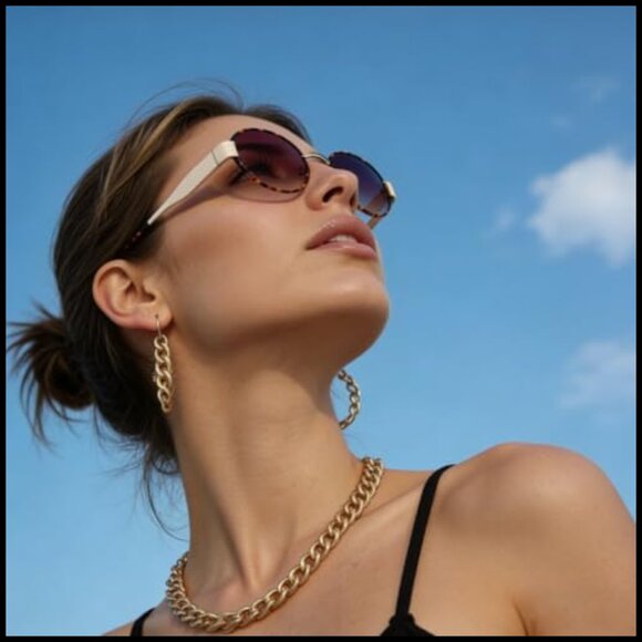 Retro Oval Sunglasses Metal Frame Polarized UV400 Protection main image 6